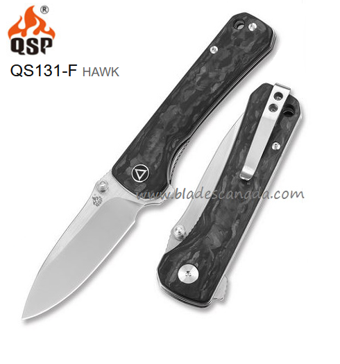 QSP Hawk Flipper Folding Knife, S35VN, Carbon Fiber, QS131-F